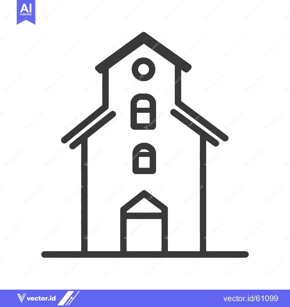 Premium Vector of Simple Line Drawing of a Small Church Building