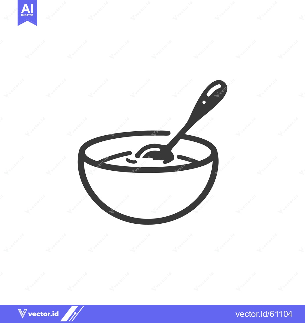 Premium Vector of A bowl of soup with a spoon inside it is shown