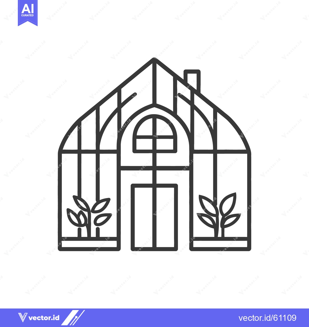 Premium Vector dari Simple black and white line drawing of a greenhouse structure