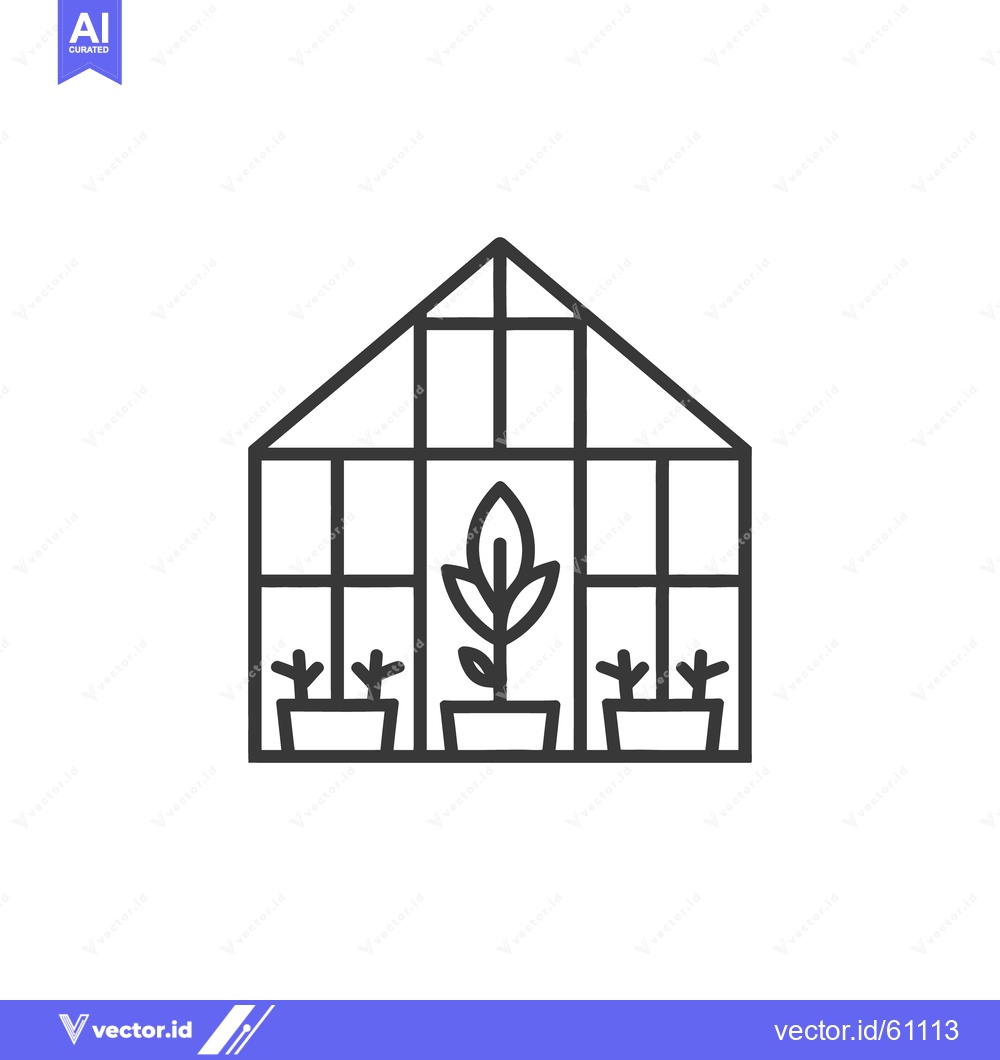 Premium Vector of A stylized graphic illustration of a greenhouse with plants inside