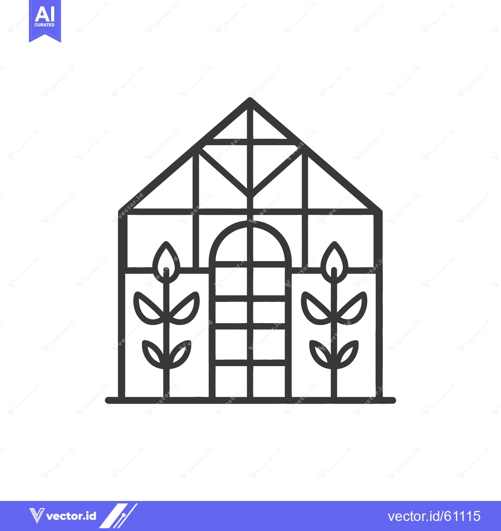 Premium Vector of Simple line drawing of a greenhouse with plants and windows