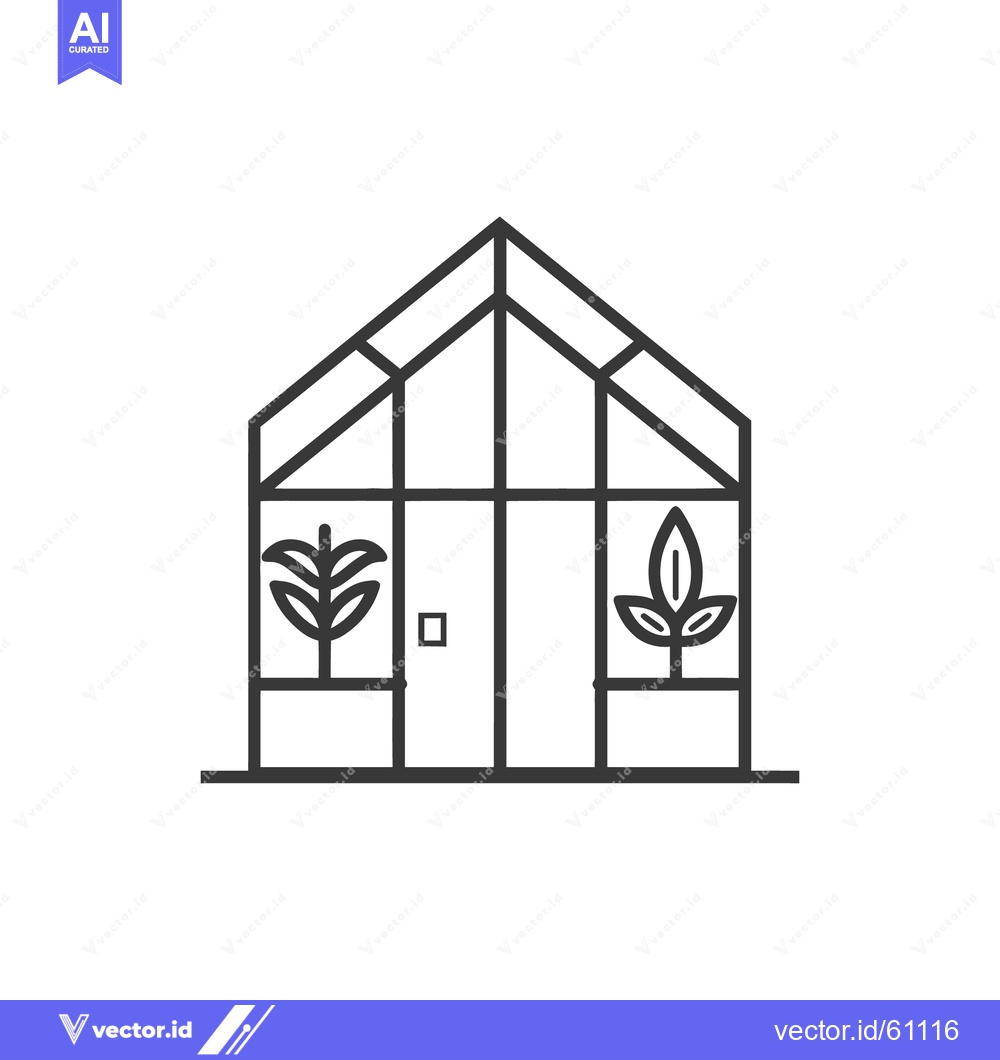Premium Vector dari A simplistic illustration depicting a greenhouse and surrounding plant