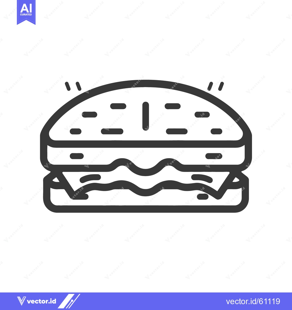 Premium Vector of A simple line art illustration of a delicious hamburger