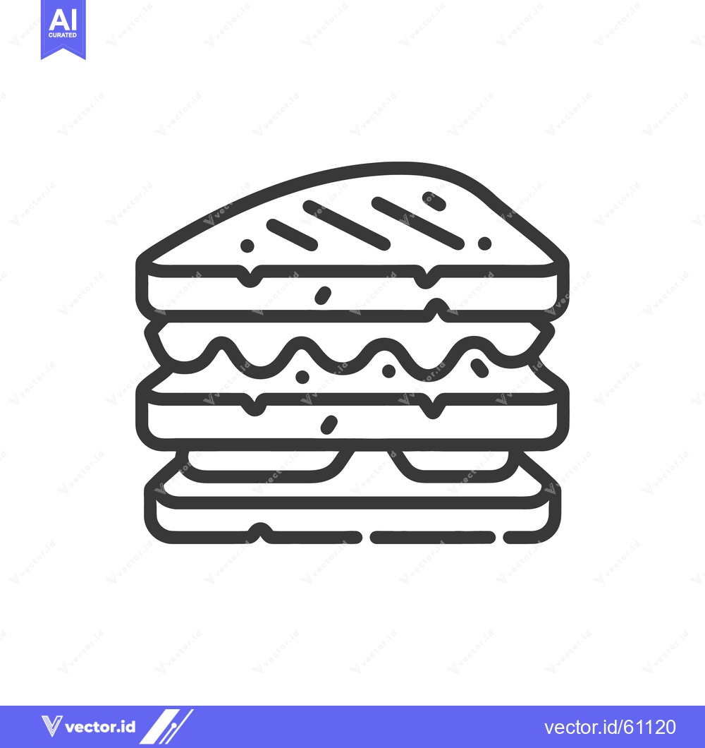Premium Vector dari A simple outline illustration of a large sandwich on a plate