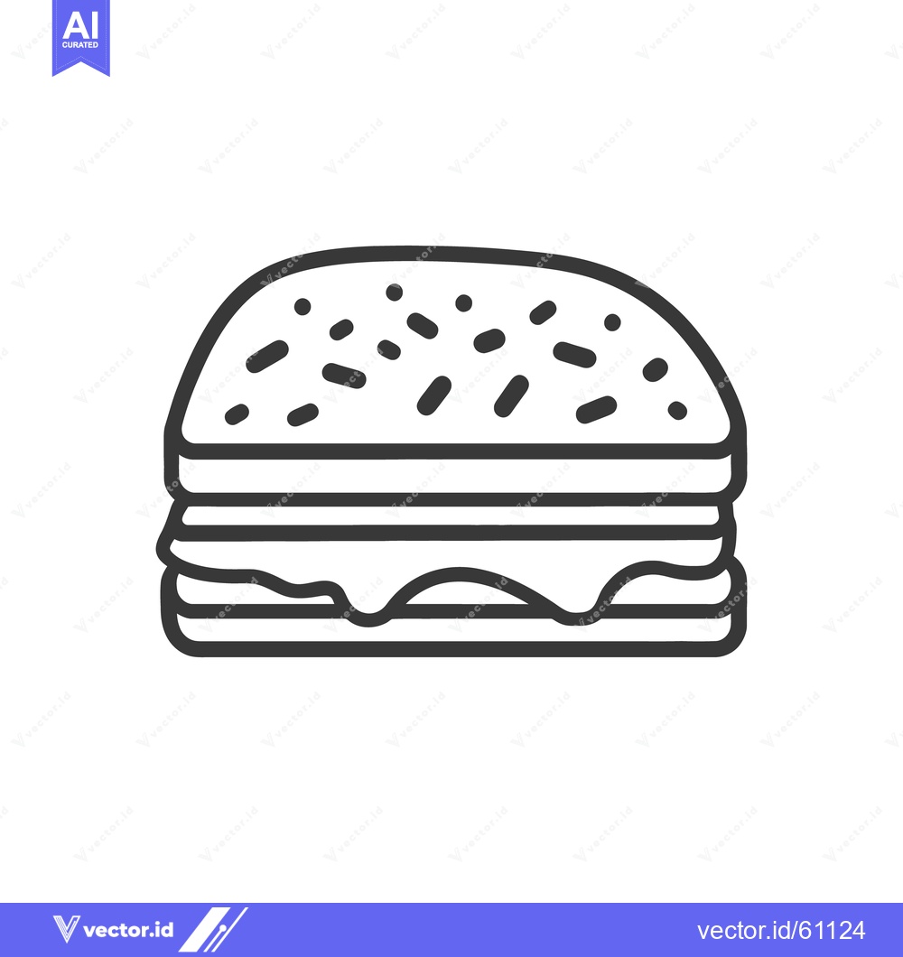 Premium Vector of A simple outline drawing depicting a delicious hamburger sandwich
