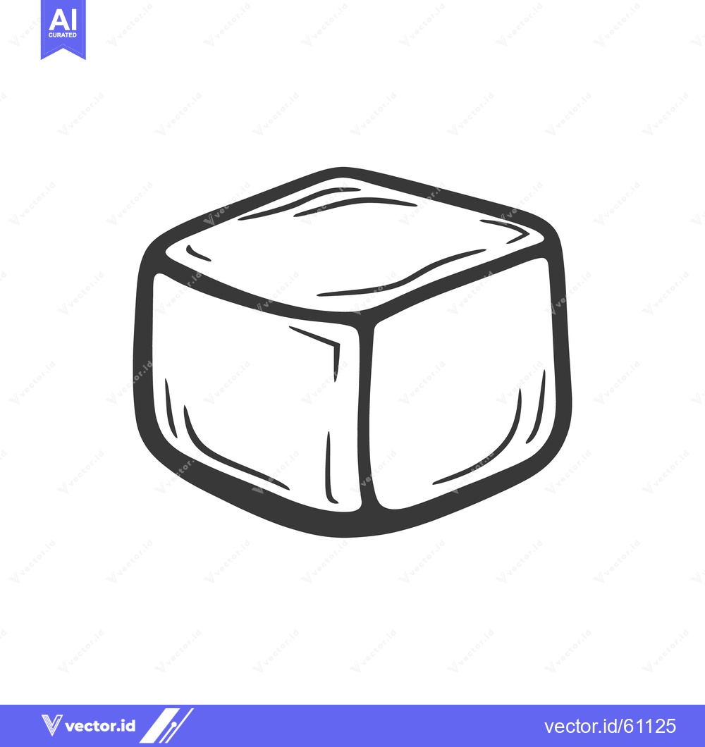 Premium Vector dari A black and white illustration depicts an ice cube