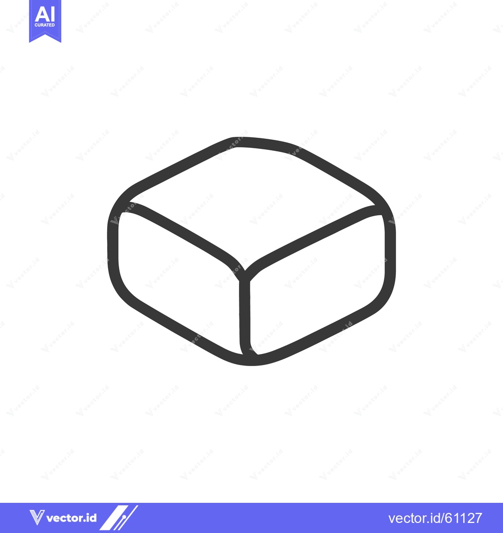Premium Vector dari A simple stylized three dimensional outline of a cube