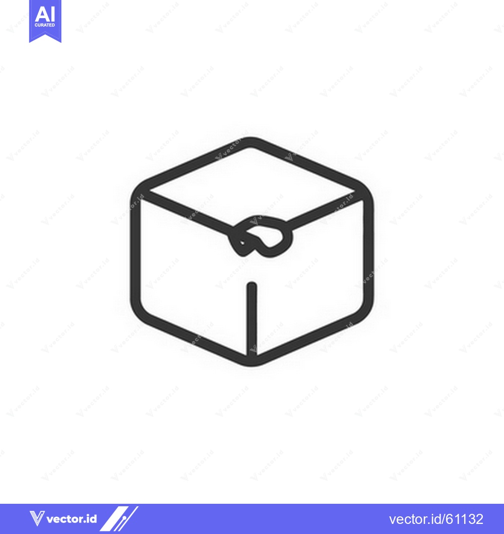 Premium Vector dari A simple outlined cube shape representing a package or delivery