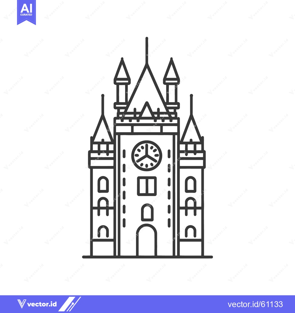 Premium Vector of A stylized illustration of a clock tower with spires