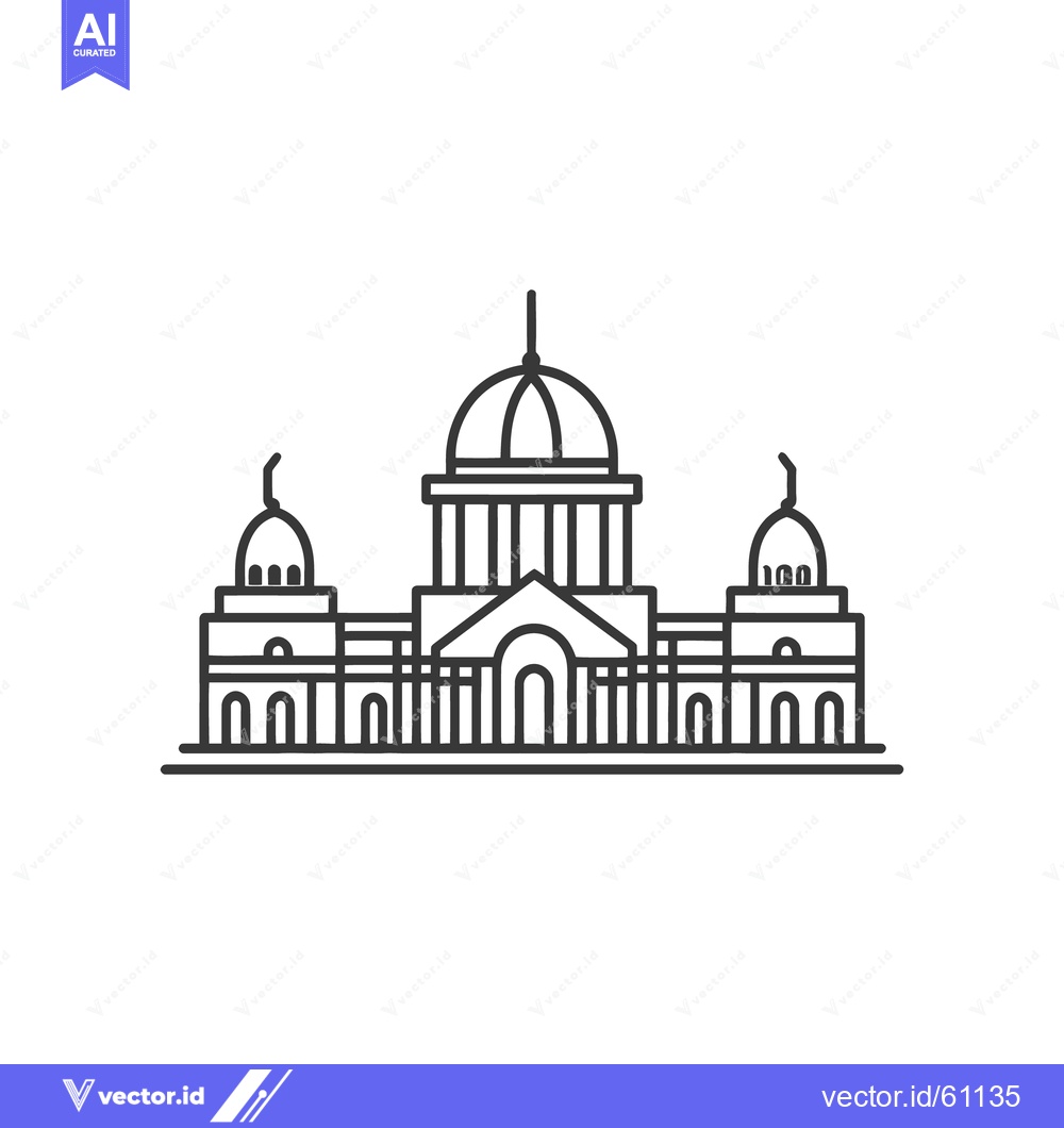 Premium Vector of A simplified architectural line drawing of a government building