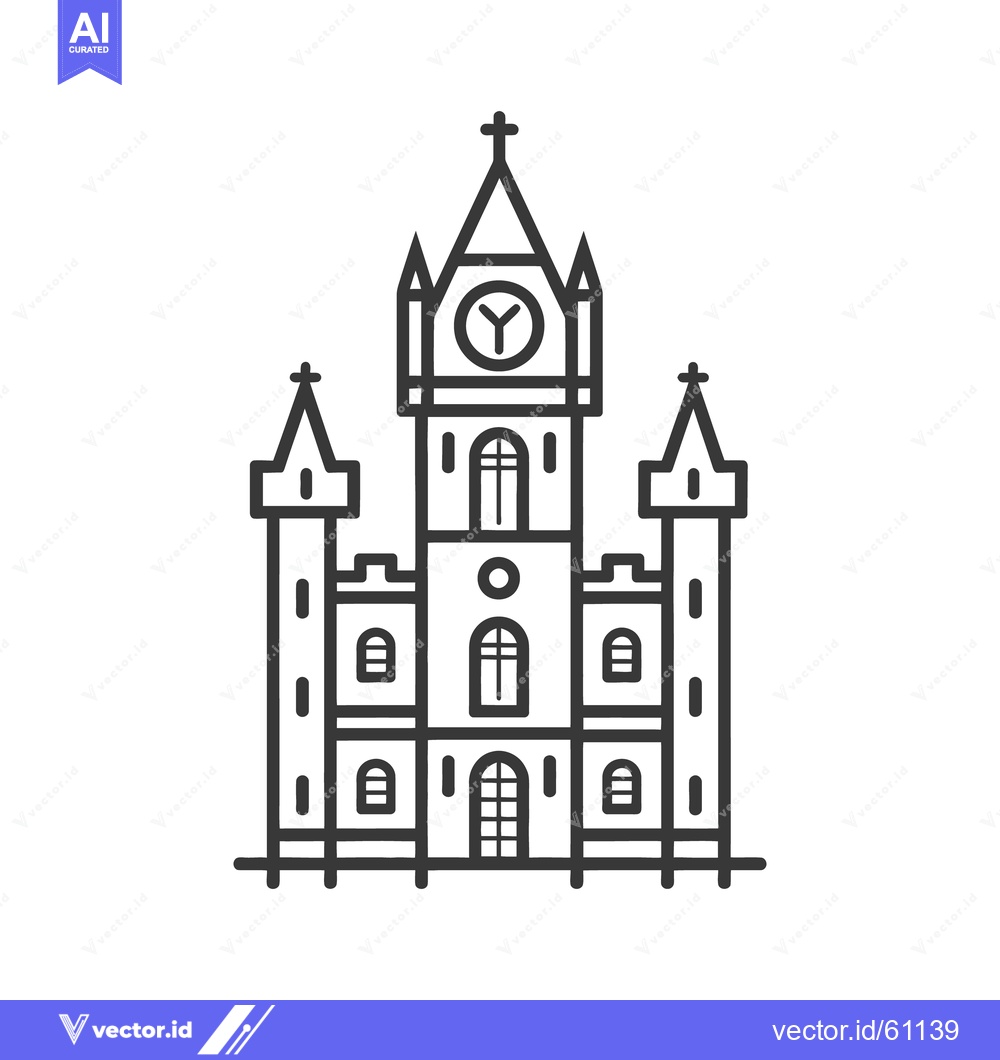 Premium Vector of The outline drawing of a tall building with a clock tower