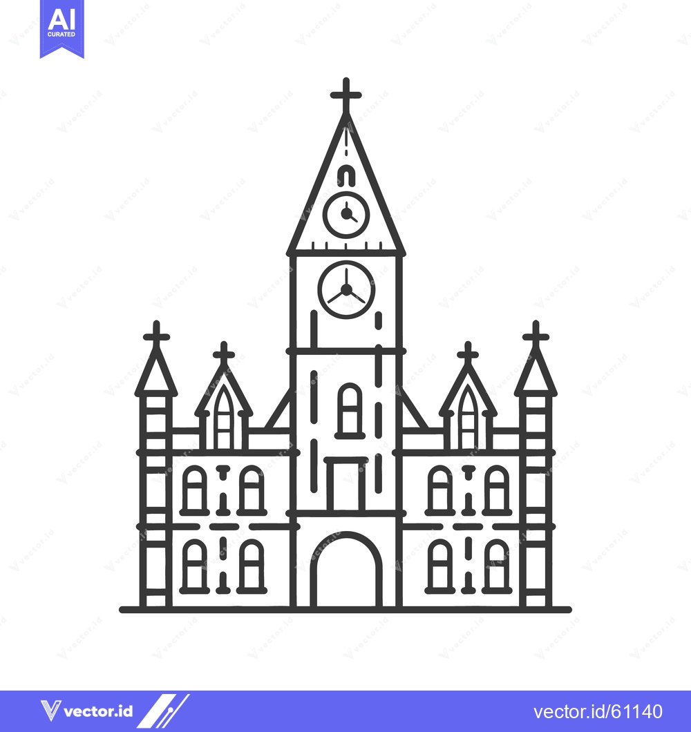 Premium Vector of A simple vector illustration of a detailed clock tower building