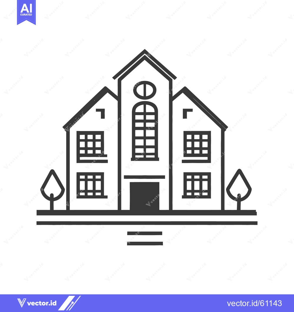 Premium Vector dari An illustrative representation of a large building and two trees