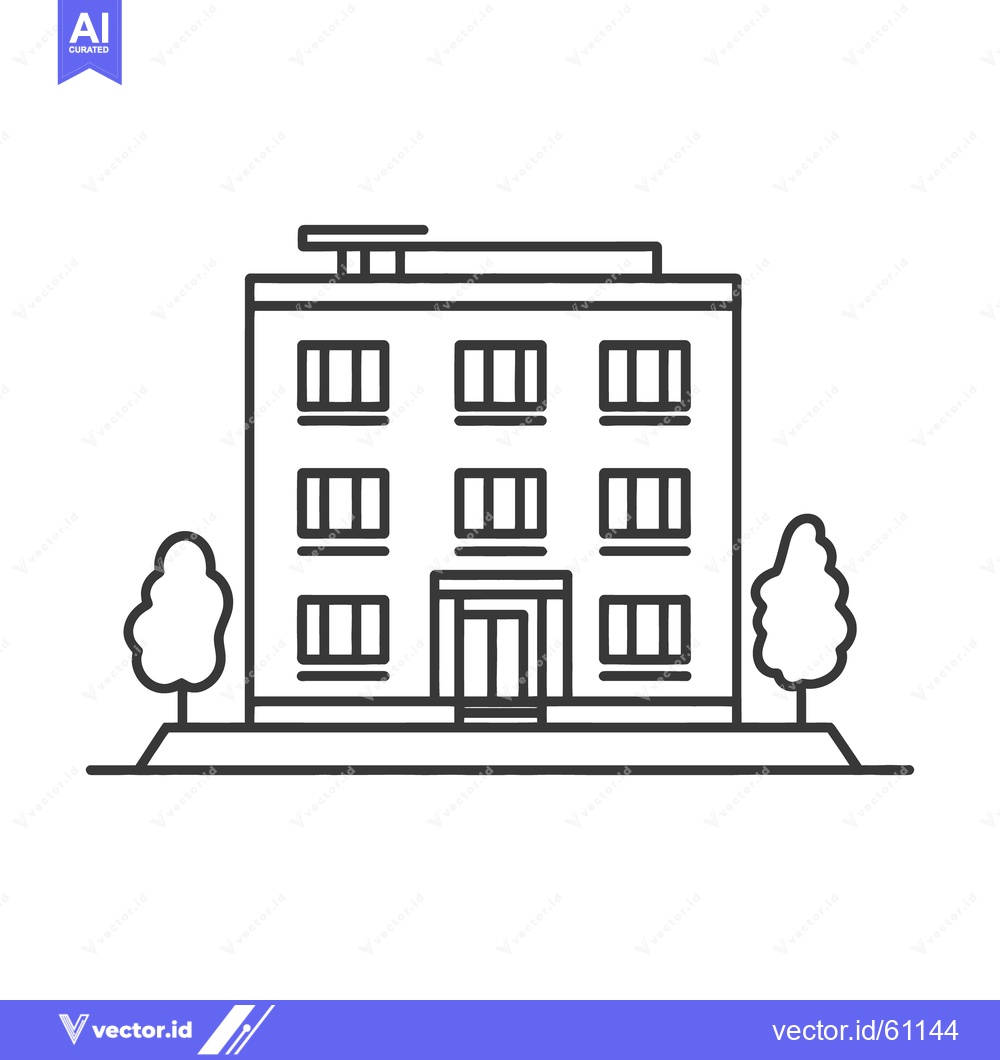 Premium Vector of A simple line drawing illustration of a multi story building