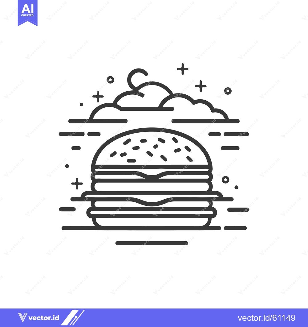 Premium Vector of Illustrated line drawing of a delicious double patty burger