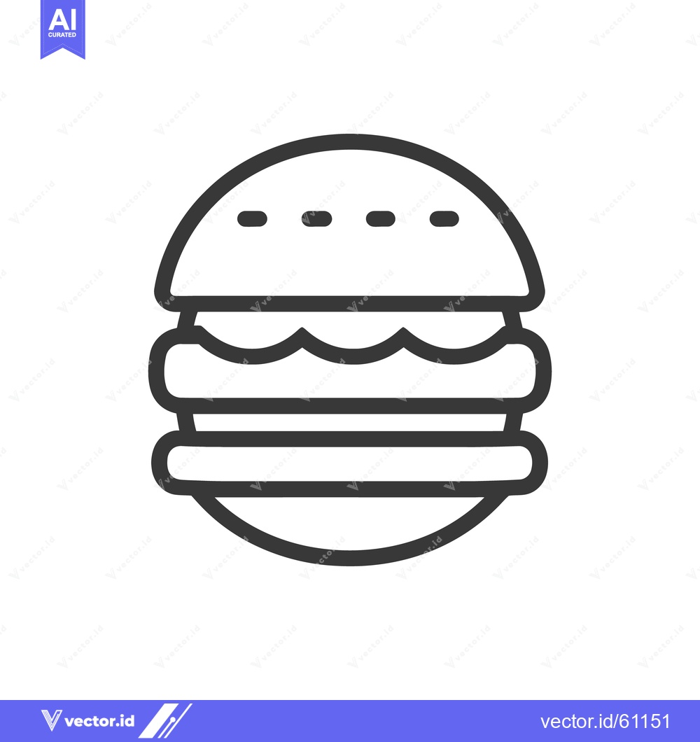 Premium Vector of A simple black and white image of a hamburger sandwich