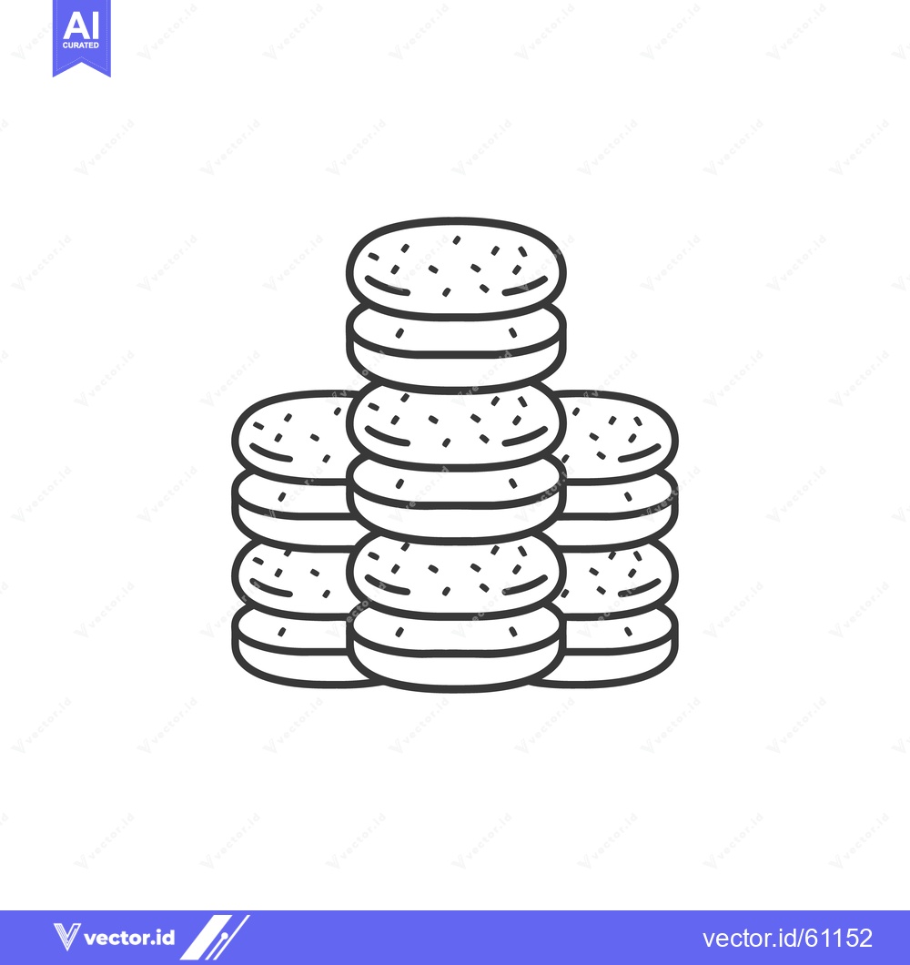 Premium Vector dari Stacks of plain circular seeded bread buns are displayed plainly