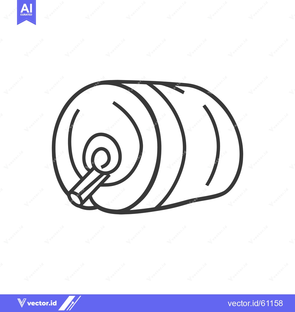 Premium Vector of An illustrative line drawing image of a rolled object and pin