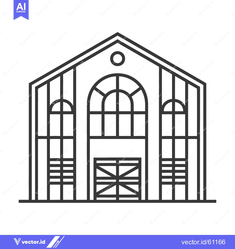 Premium Vector dari A black and white minimalist illustration depicting a large building