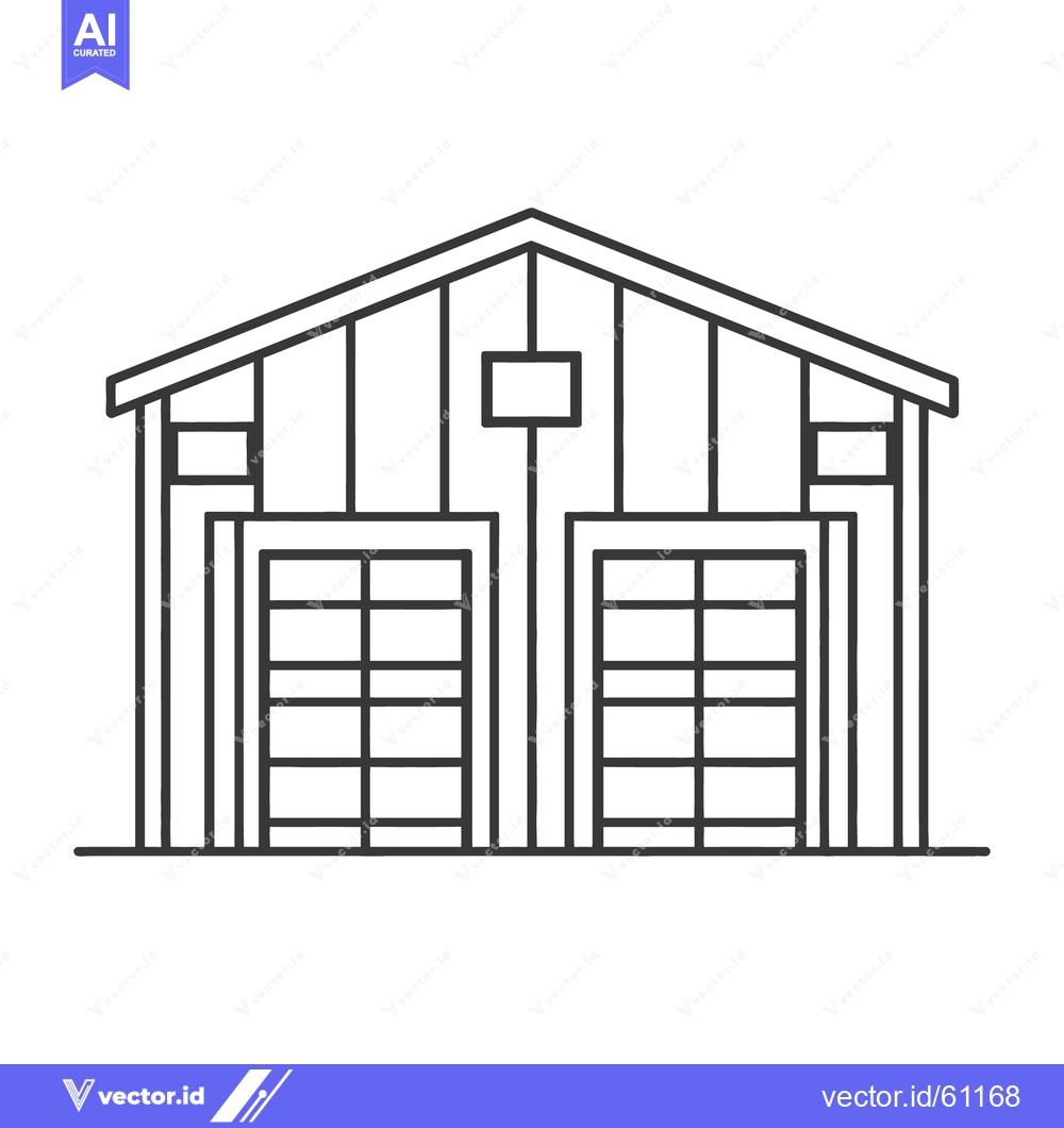 Premium Vector dari A simple vector illustration of a two bay garage