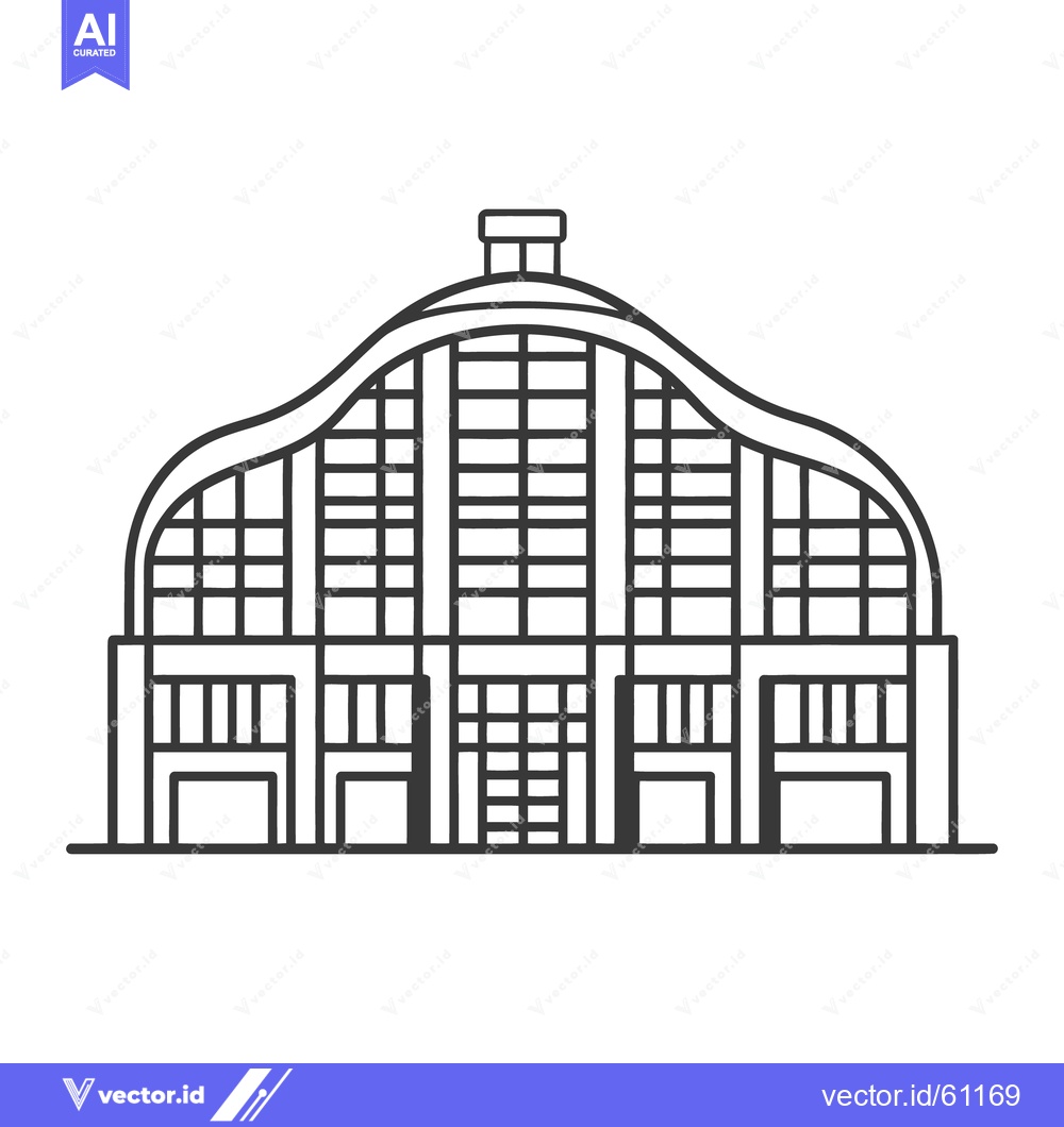 Premium Vector dari A stylized black and white outline drawing of a building