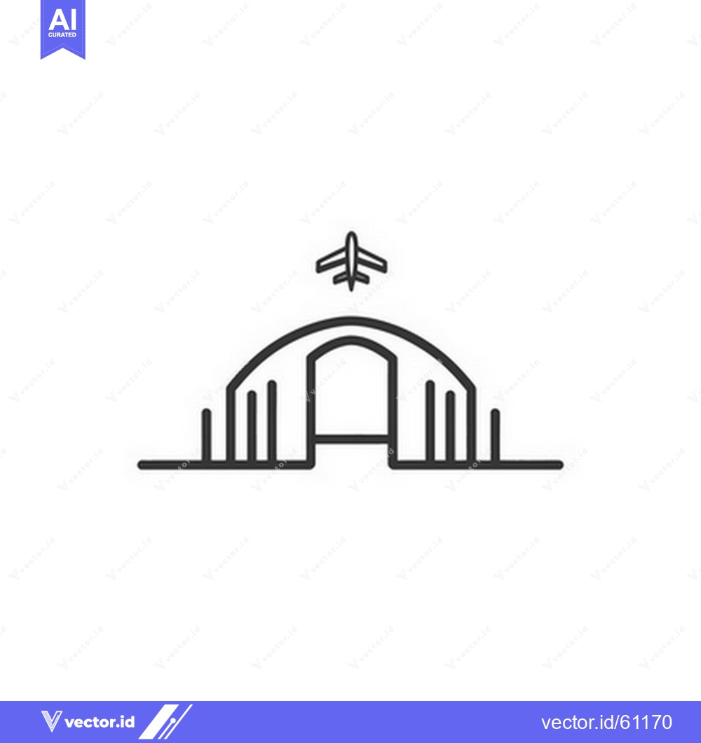 Premium Vector of Illustration depicts a simple airplane hovering over a building