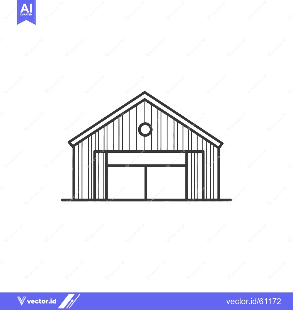 Premium Vector of A simple black and white illustration of a barn structure