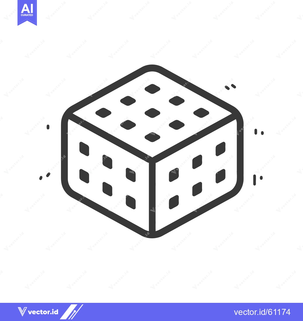 Premium Vector of A simple black and white outline of a standard six sided die