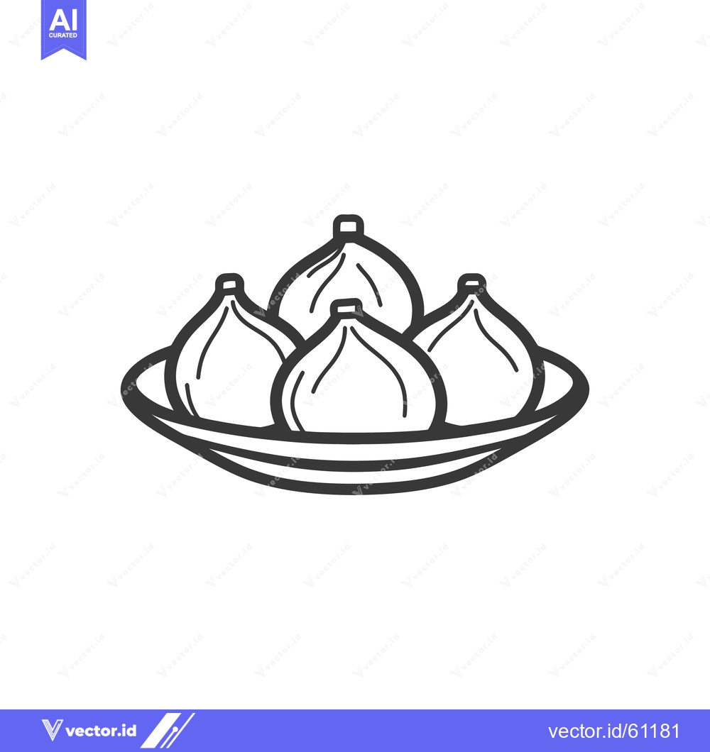 Premium Vector dari Four Dumplings Arranged Beautifully On A Round Serving Plate