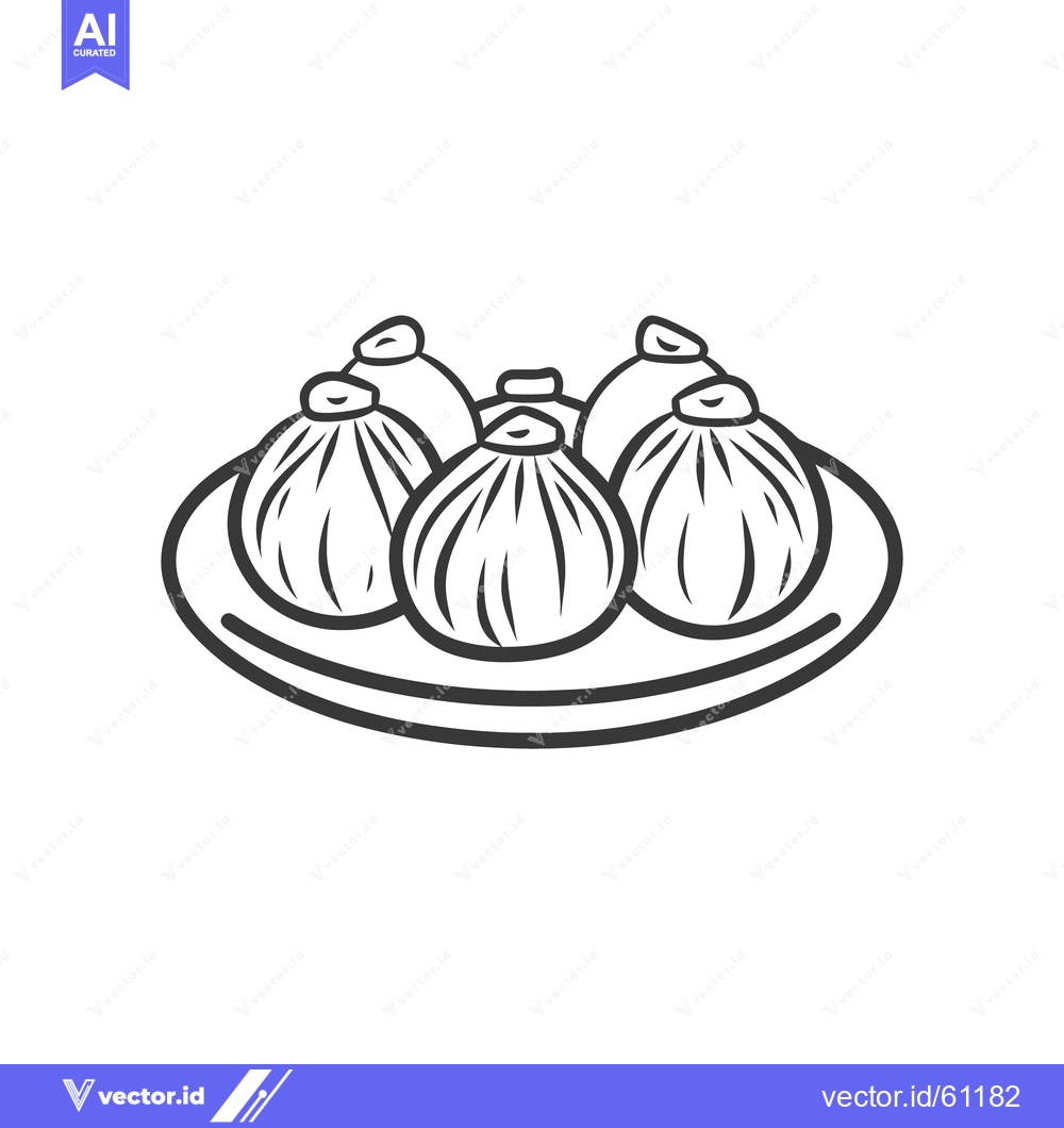 Premium Vector of A Line Drawing Illustrating Several Dumplings Served on a Plate