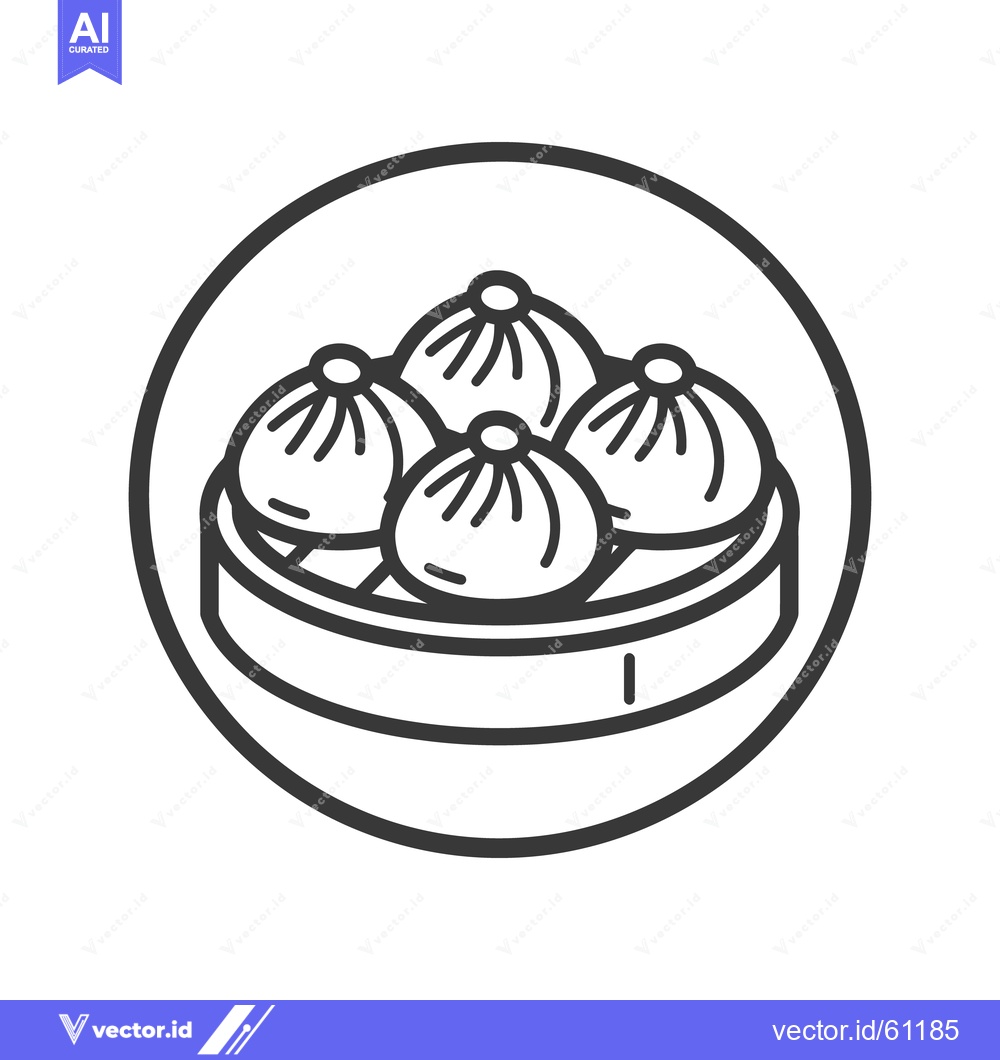 Premium Vector of Four delicious steamed dumplings within a round circular frame design
