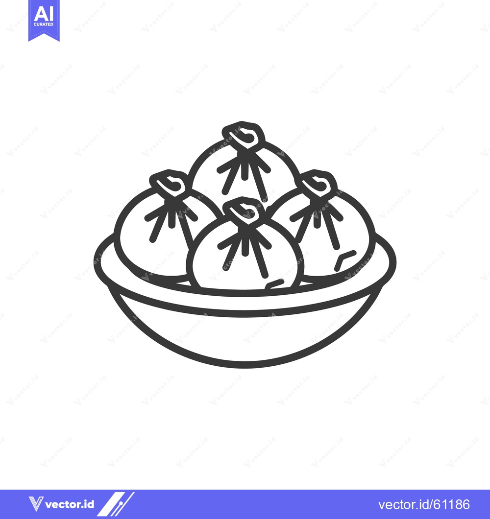 Premium Vector of Four Steamed Dumplings Placed Inside A Simple Serving Bowl