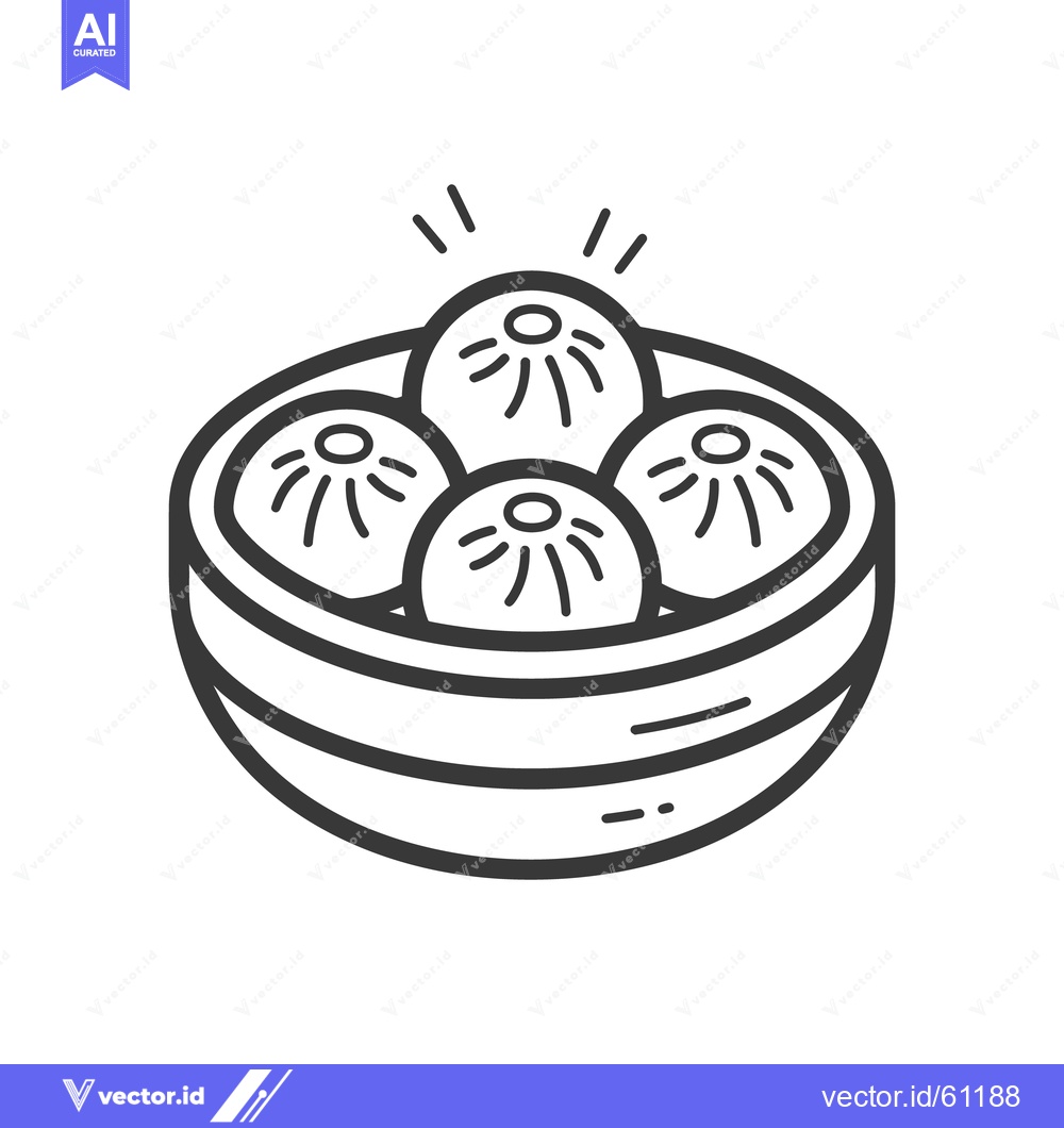 Premium Vector of Simple illustration shows dumplings inside a traditional bamboo steame