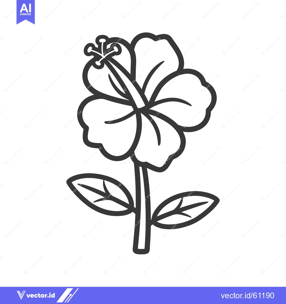 Premium Vector dari A simple line art depiction of a blooming flower stem