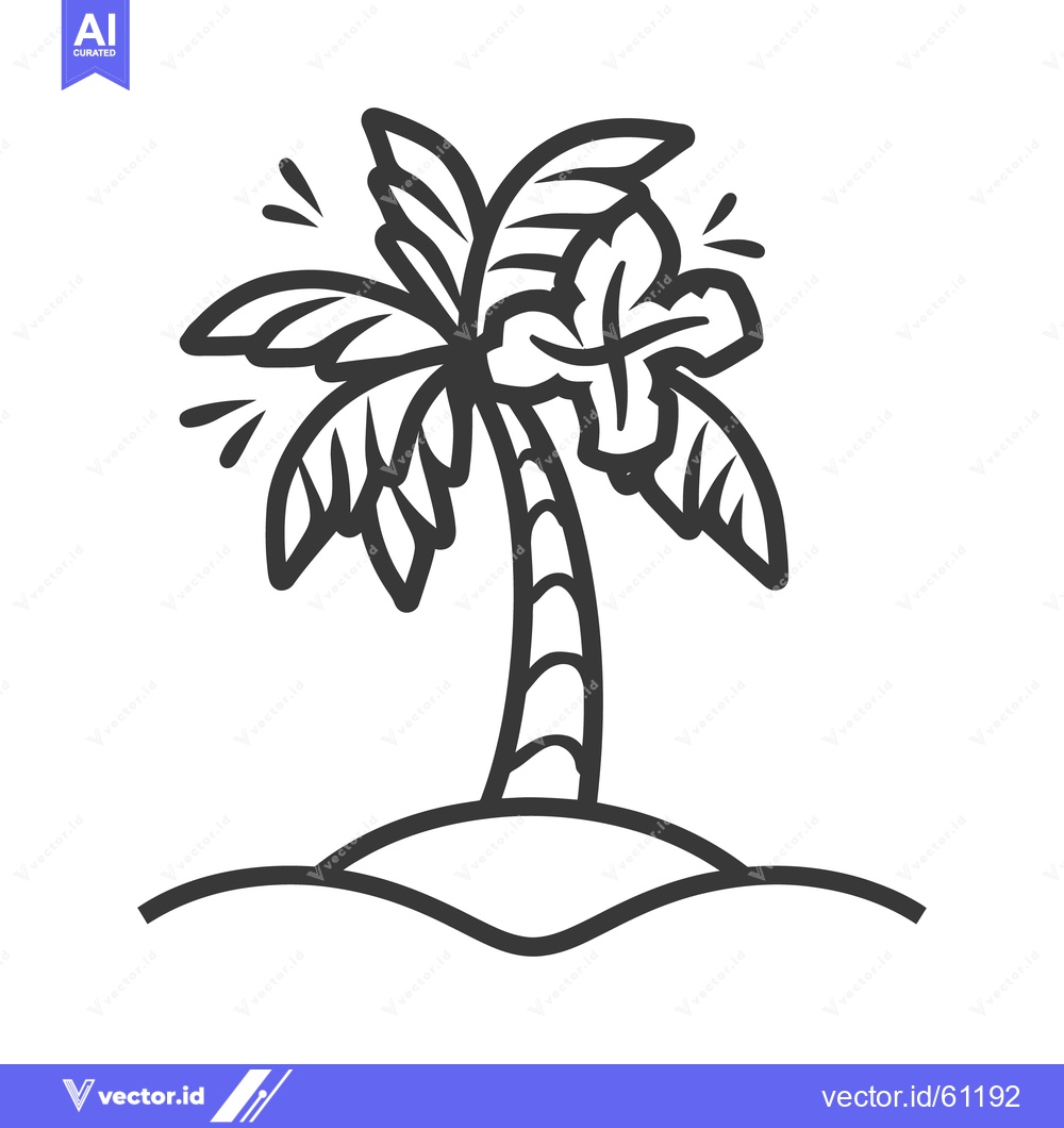 Premium Vector of A black and white illustration of a tropical palm tree