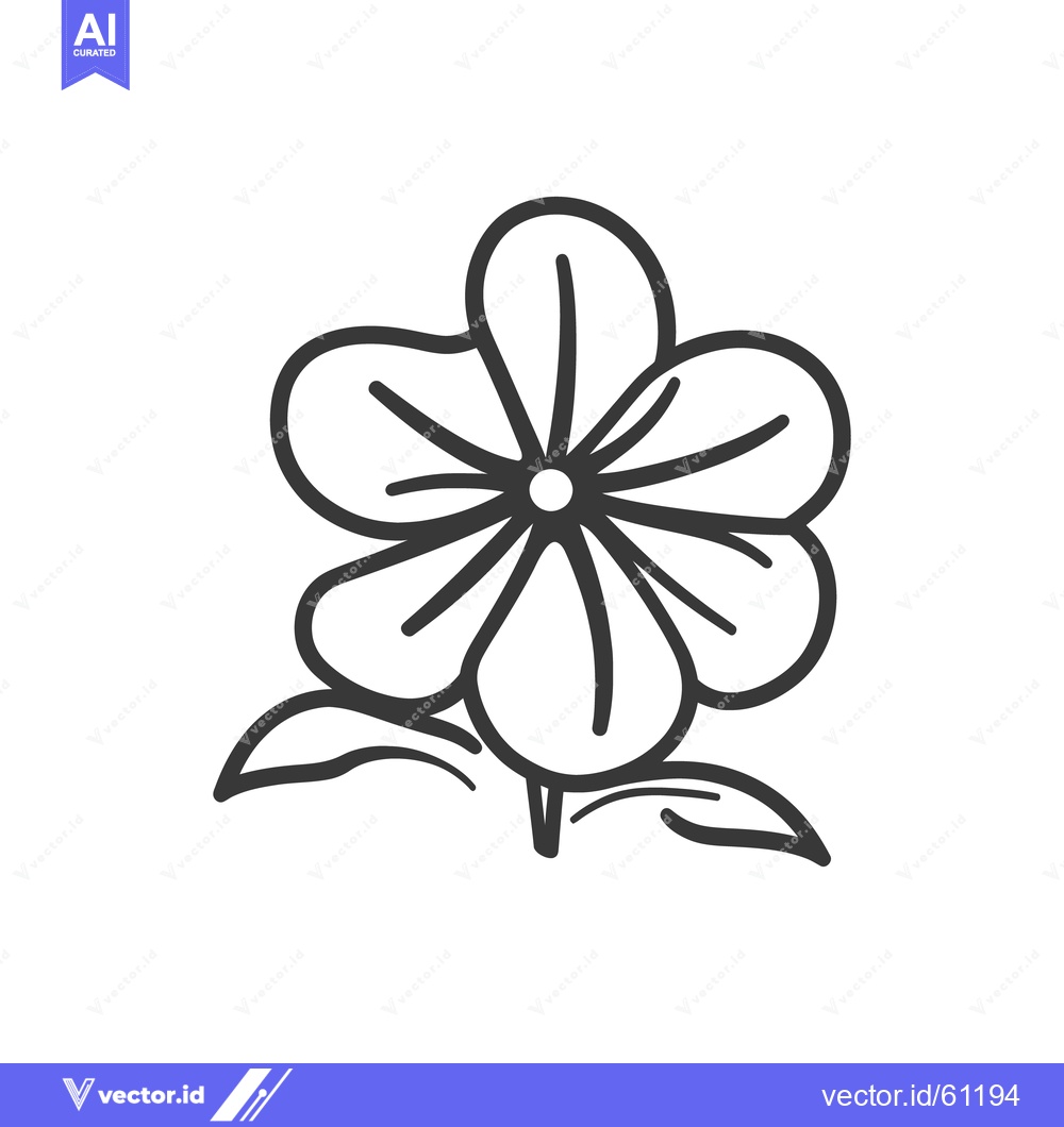 Premium Vector dari A black and white illustration of a simple flower on a stem