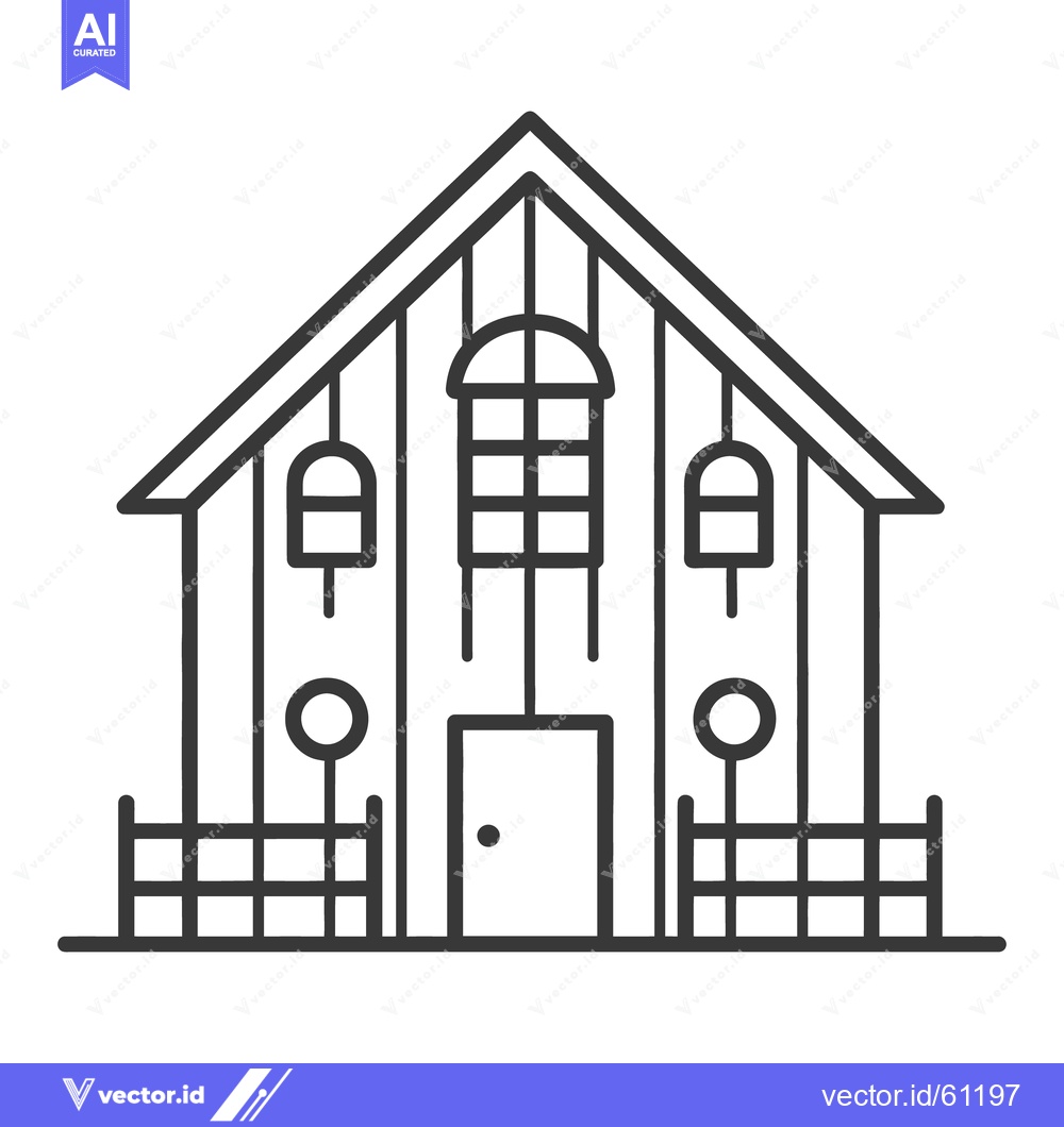 Premium Vector of Simple black and white outlined illustration of a rustic house structu