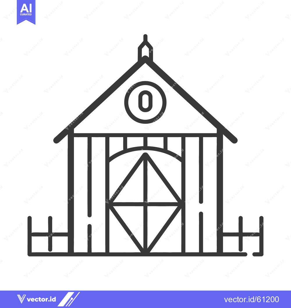 Premium Vector dari Vector illustration of a barn featuring a symmetrical design and numbe
