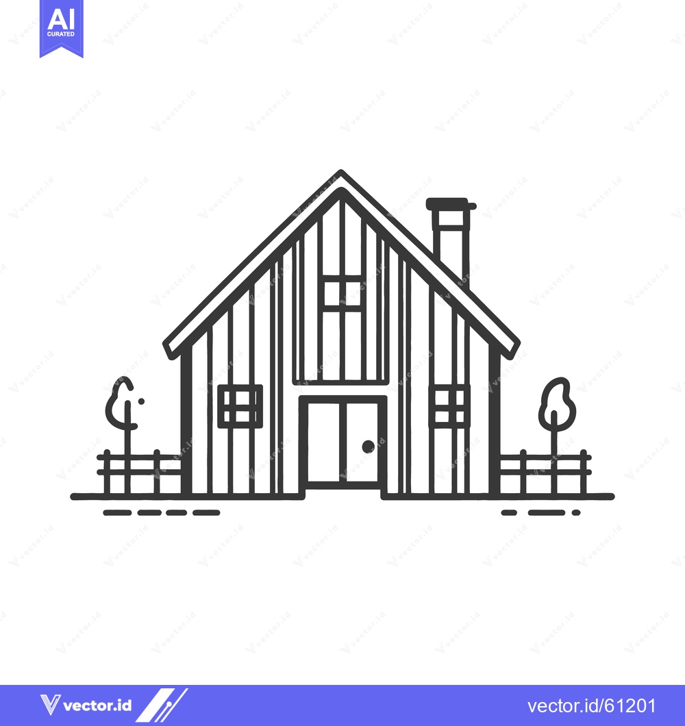 Premium Vector dari A simple black and white line art illustration of a house
