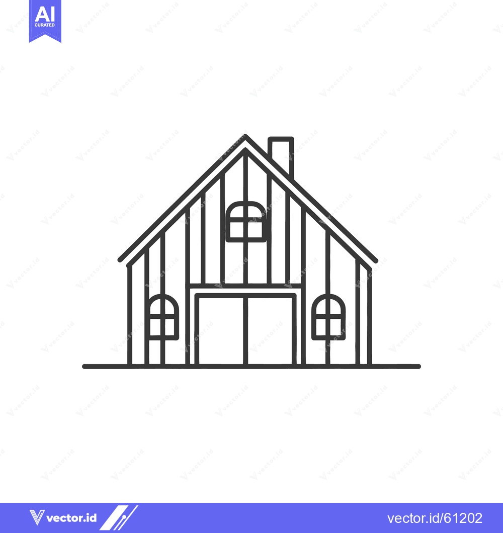 Premium Vector dari Simple illustration of a barn style building with windows and chimney
