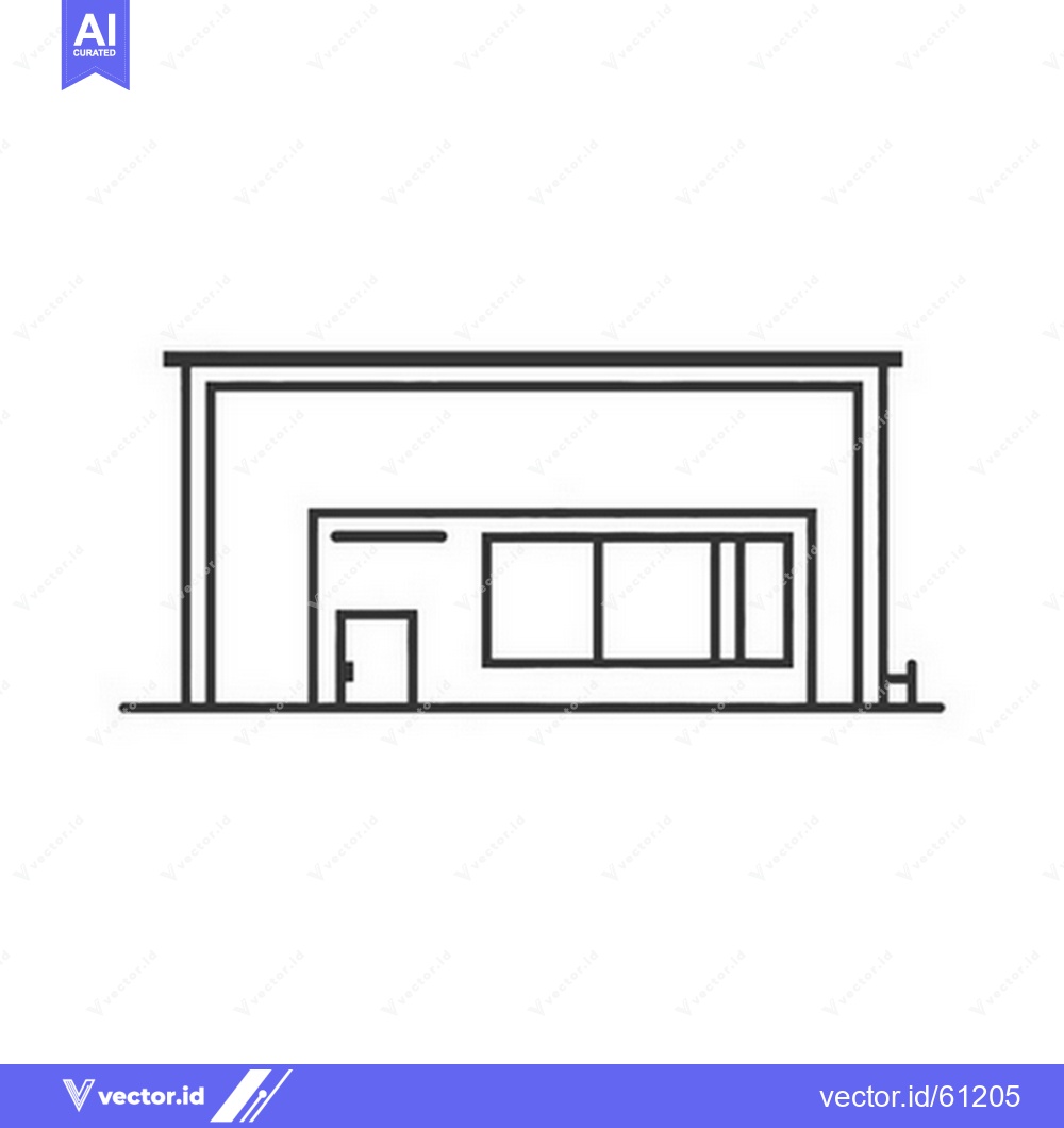 Premium Vector of Simple black and white architectural illustration depicting building e