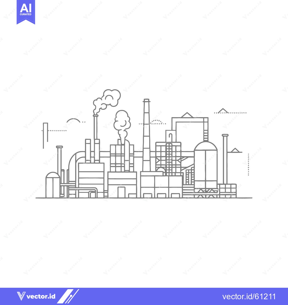 Premium Vector dari A minimalist black and white line drawing of a factory