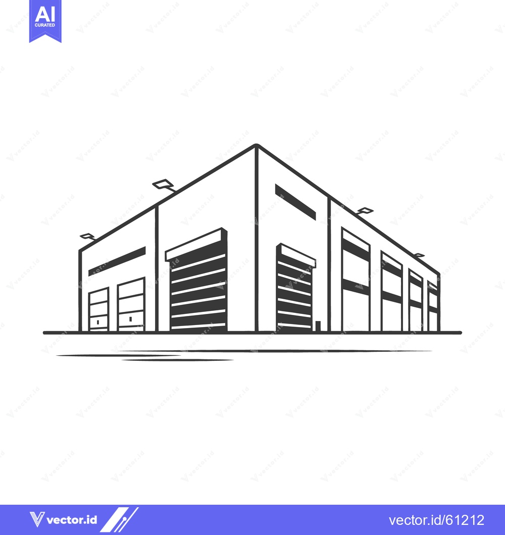 Premium Vector of An industrial building or warehouse rendered in simple outline form