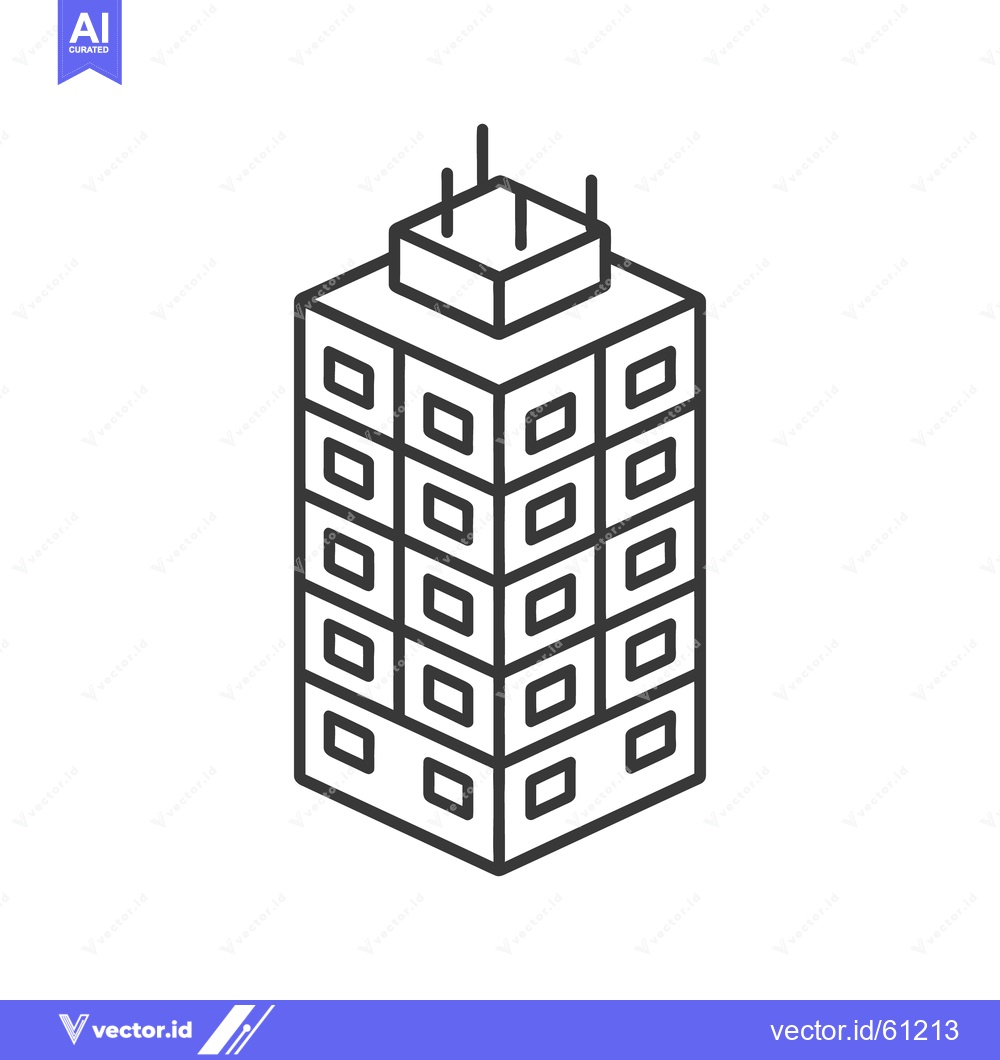 Premium Vector dari A black and white outline of an apartment building
