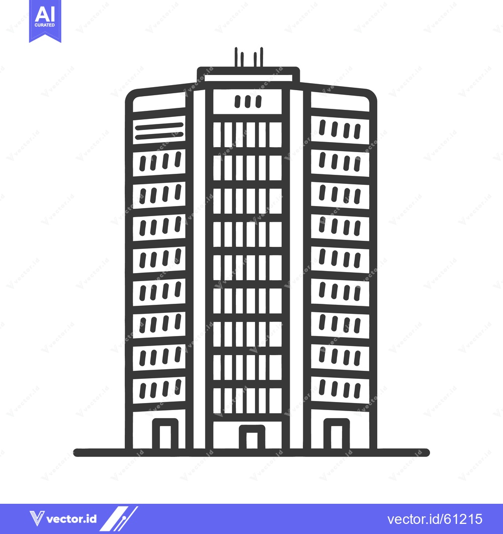 Premium Vector of A tall apartment or office building with many windows is shown