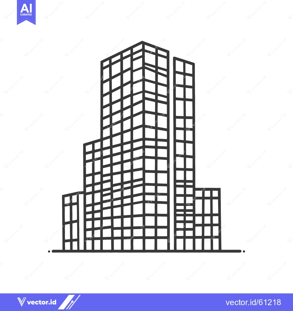 Premium Vector dari Simple black and white illustration showing a modern building complex