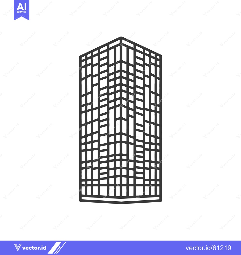 Premium Vector of The modern building outline with grid shaped facade is shown