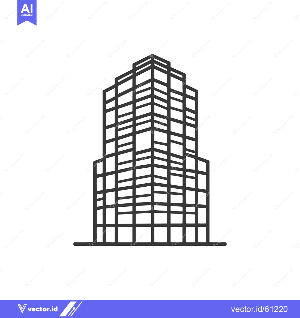Premium Vector of A tall urban high rise building sketched in black lines