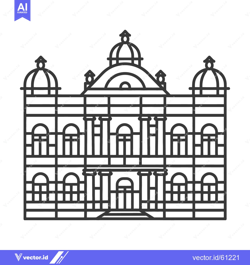 Premium Vector of Vector illustration of a classical building with domes and windows