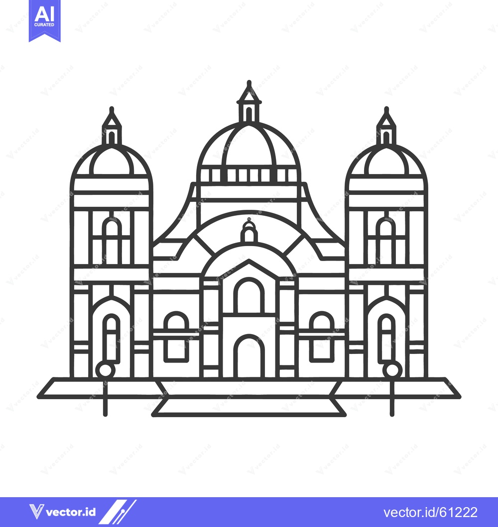 Premium Vector of A detailed outline depiction of an ornate architectural building facad